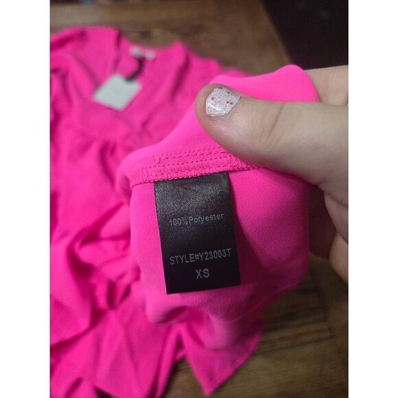 NWT TUCKERNUCK POMANDER PLACE  Electric Pink Crepe Kenzo MINI Dress size XS - Picture 4 of 5